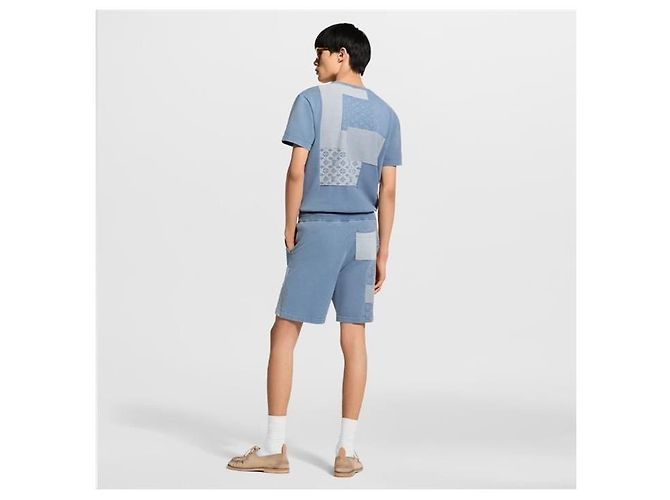 Louis Vuitton Calções de ganga patchwork - vista 5