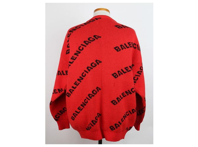 Balenciaga Pull en maille Multi Logo Rouge - vue 2