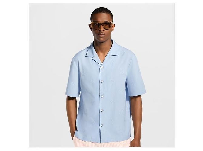Louis Vuitton Camisa de manga curta com colarinho aberto Monogram Boucle - vista 3