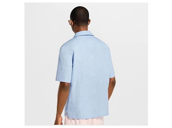 Louis Vuitton Camisa de manga curta com colarinho aberto Monogram Boucle - vista 4