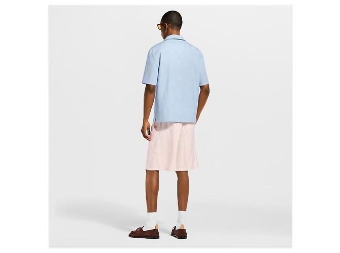 Louis Vuitton Camisa de manga curta com colarinho aberto Monogram Boucle - vista 5