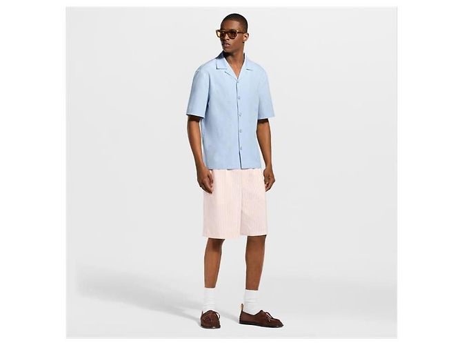 Louis Vuitton Camisa de manga curta com colarinho aberto Monogram Boucle - vista 6