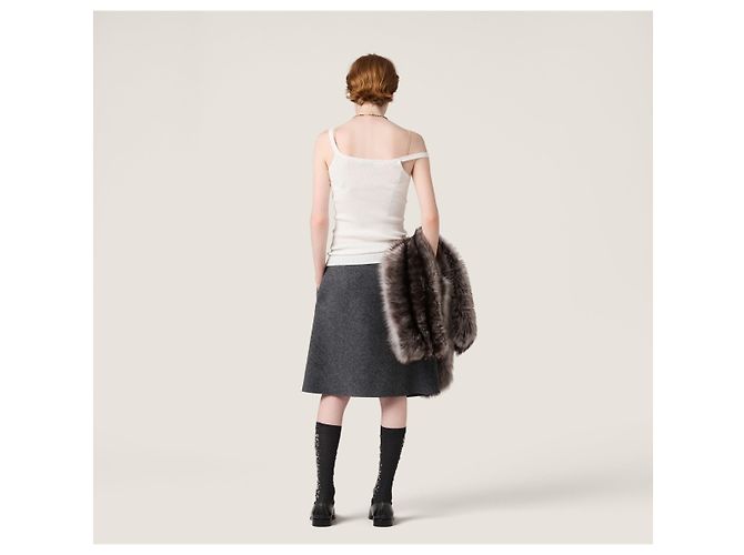 Miu Miu Strickoberteil aus Baumwolle Braun - Ansicht 3