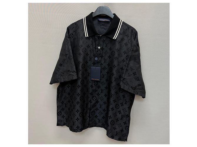 Louis Vuitton Camicia in seta a maniche corte in jacquard moiré monogram - vista 4