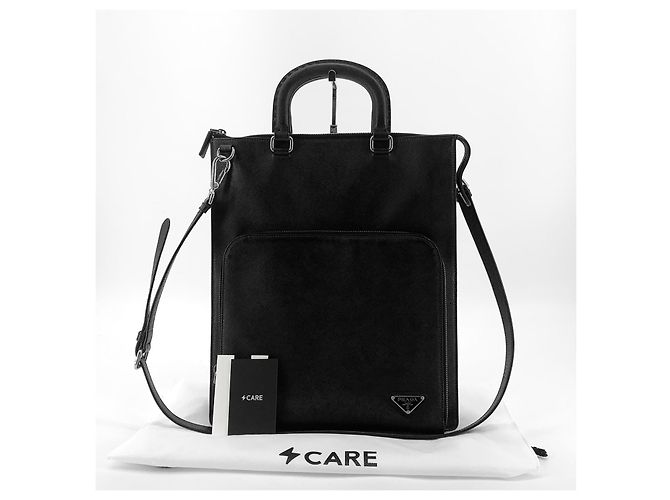 Prada Borsa Tote e Borsa a Spalla con Logo Triangolare in Saffiano - vista 8