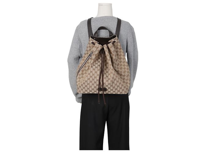 Gucci Jacquard Canvas Drawstring Backpack - view 15