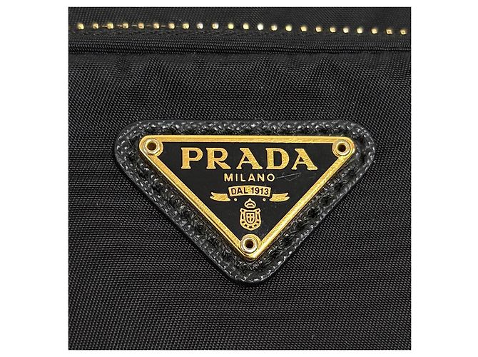 Prada Nylon Triangle Logo Duet Bucket Bag Schwarz - Ansicht 7