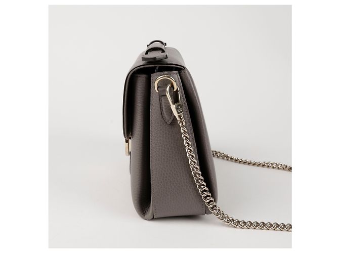 Gucci  mala de ombro com corrente e pega superior em pele entrelaçada Cinza - vista 2