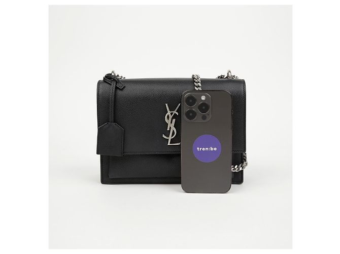Autre Marque Borsa a tracolla Sunset Medium in pelle liscia con catena Nero Argento - vista 12