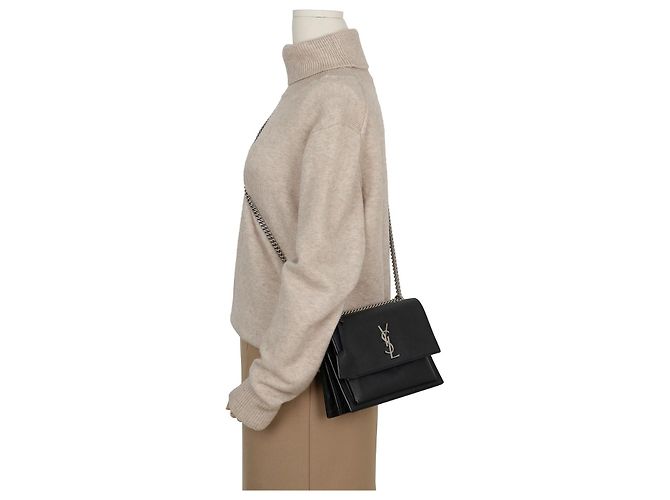 Autre Marque Borsa a tracolla Sunset Medium in pelle liscia con catena Nero Argento - vista 16