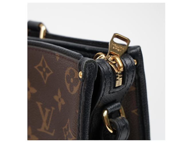 Louis Vuitton Borsa tote e a tracolla in tela Monogram e pelle MM Size Black - vista 16