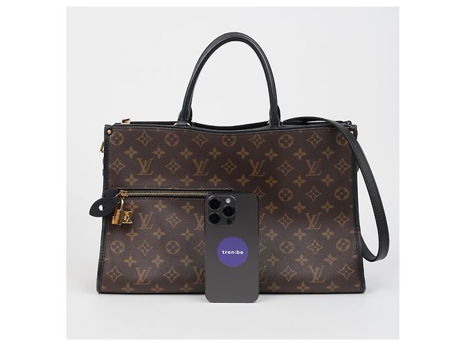 Louis Vuitton Borsa tote e a tracolla in tela Monogram e pelle MM Size Black - vista 28