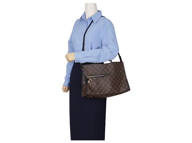 Louis Vuitton Borsa tote e a tracolla in tela Monogram e pelle MM Size Black - vista 35