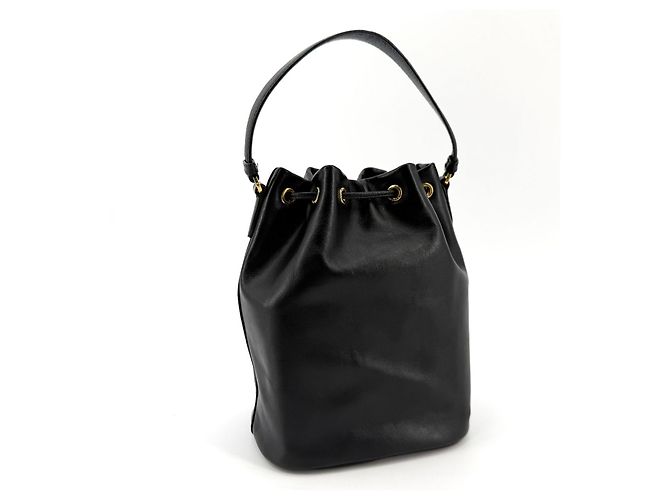 Prada Borsa a secchiello in pelle con logo triangolare - vista 4