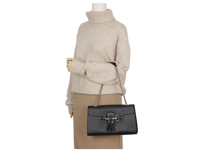 Sac à épaule Gucci Emily en cuir marron - vue 11