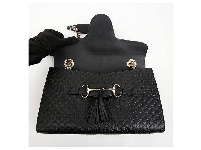 Sac à épaule Gucci Emily en cuir marron - vue 8