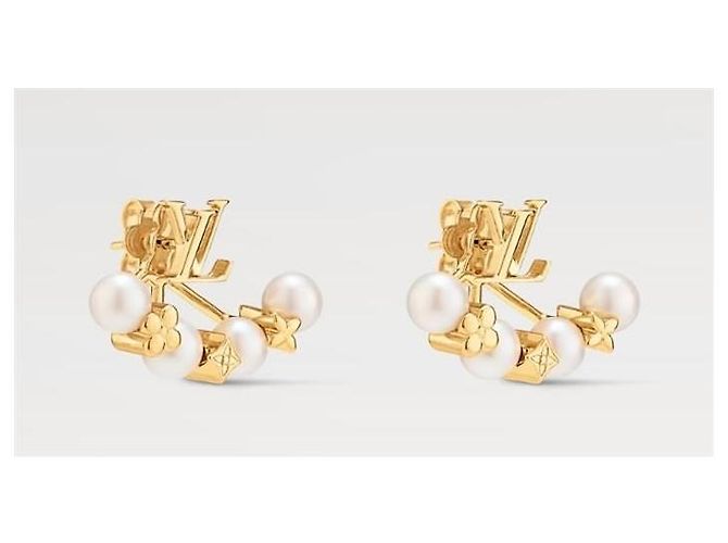 Louis Vuitton Boucles d'oreilles perles Minigram stamp - vue 3