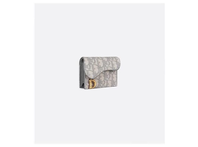 Dior Porta-cartões Saddle Bloom Grey Oblique Jacquard - vista 3