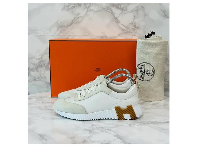Hermès Bouncing Goatskin Sneakers Blanc - vista 11