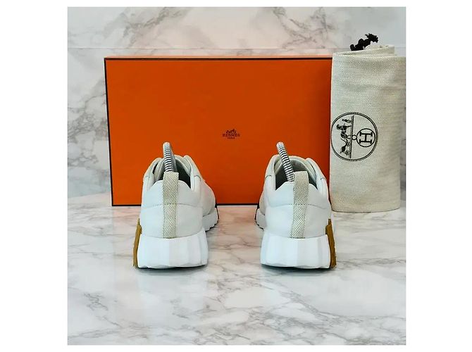 Hermès Bouncing Goatskin Sneakers Blanc - vista 12