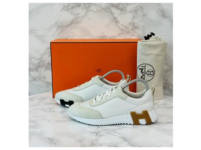 Hermès Bouncing Goatskin Sneakers Blanc - vista 13