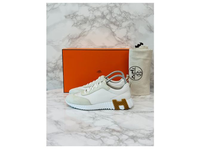Hermès Bouncing Goatskin Sneakers Blanc - vista 4