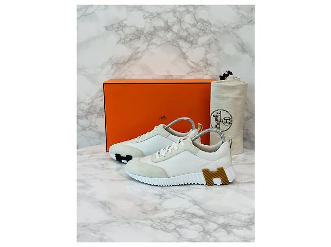 Hermès Bouncing Goatskin Sneakers Blanc - vista 6