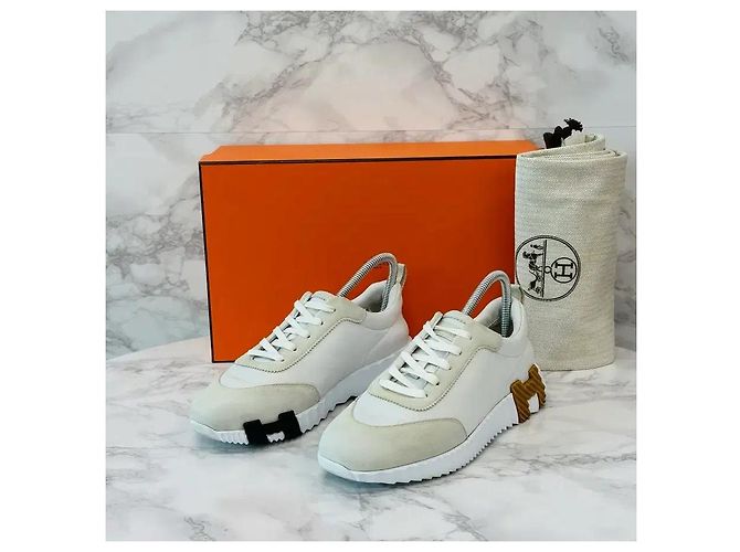 Hermès Bouncing Goatskin Sneakers Blanc - vista 9
