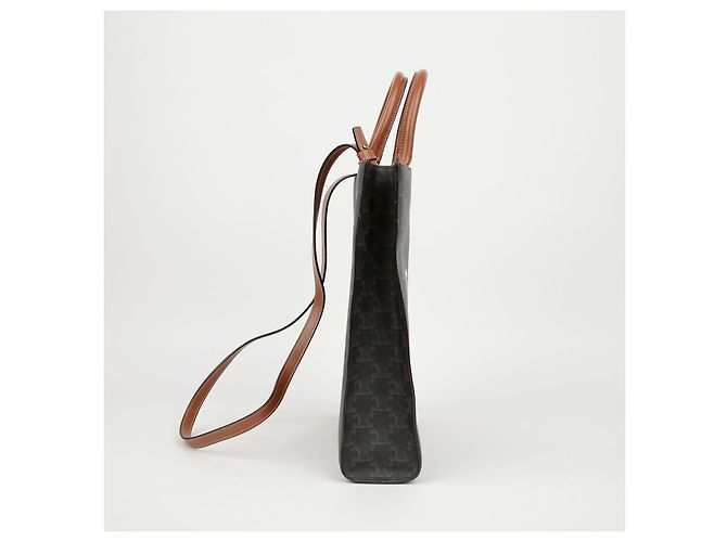 Céline Saco de ombro Triope Vertical Cabas Small Canvas Tan - vista 4