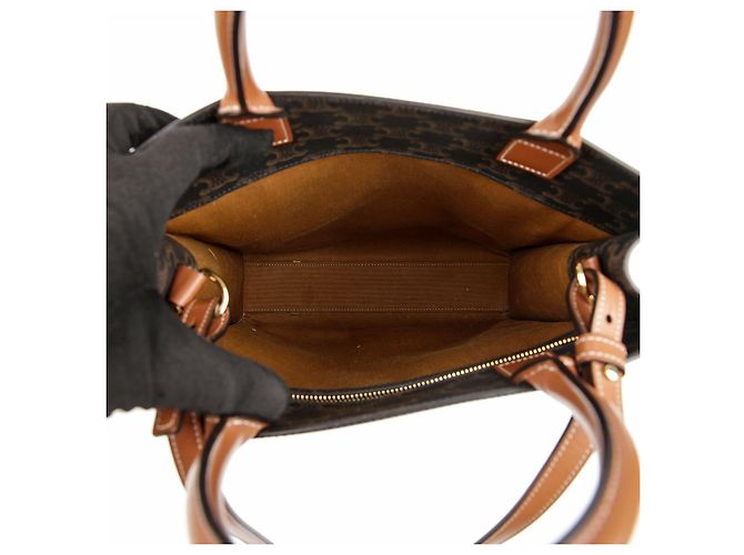 Céline Saco de ombro Triope Vertical Cabas Small Canvas Tan - vista 9