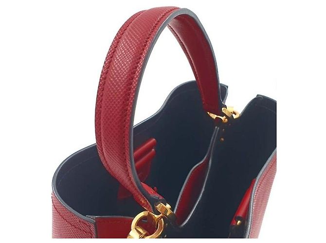 Borsa a mano Prada Saffiano Panier rossa in pelle - vista 10