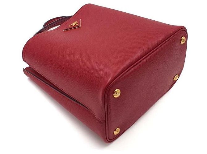 Borsa a mano Prada Saffiano Panier rossa in pelle - vista 6