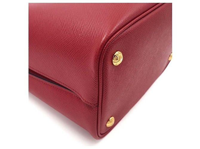 Borsa a mano Prada Saffiano Panier rossa in pelle - vista 7