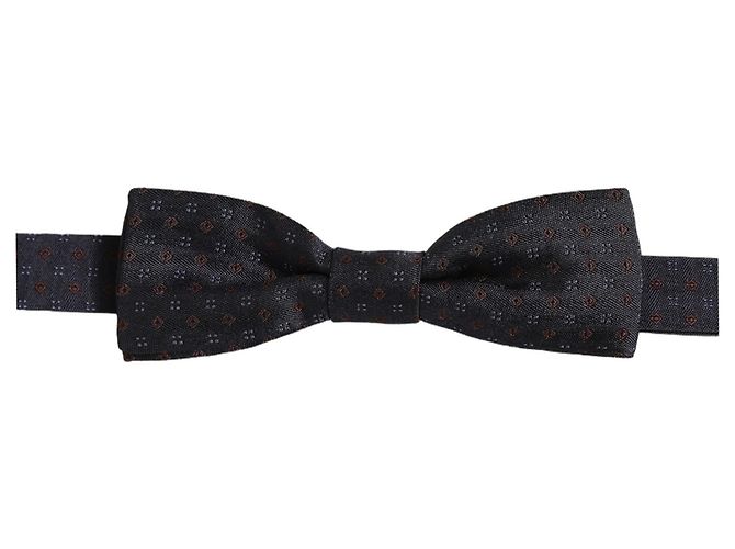 Dolce & Gabbana Dark Blue Diamond Pattern Adjustable Neck Papillon Bow Tie - view 3