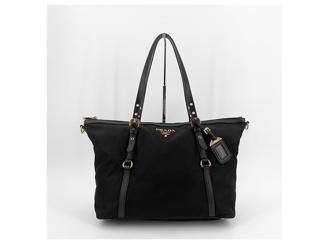 Prada Borsa Tote e Borsa a Tracolla in Nylon Saffiano con Logo Dorato - vista 10