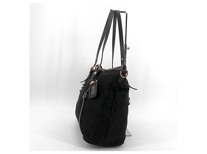 Prada Borsa Tote e Borsa a Tracolla in Nylon Saffiano con Logo Dorato - vista 12