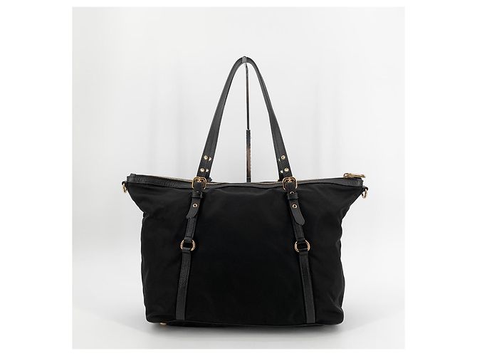Prada Borsa Tote e Borsa a Tracolla in Nylon Saffiano con Logo Dorato - vista 3