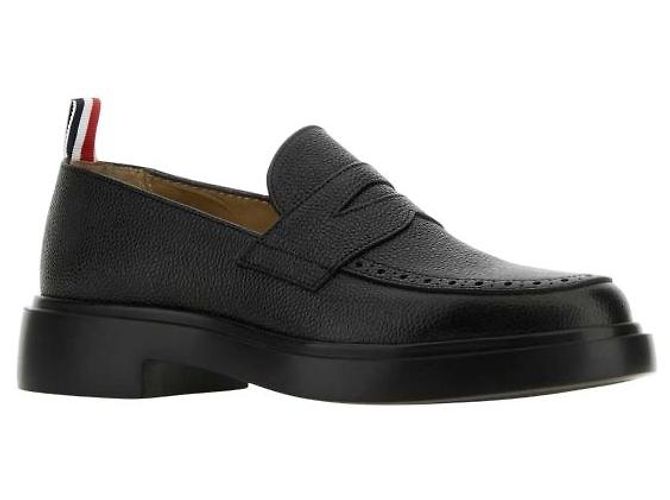 Thom Browne Mocassini Penny in pelle Pebble Grain - vista 3