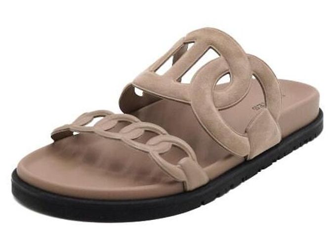 Hermès Sandali Beige Suede Extra Nappa Pantofole Donna - vista 2