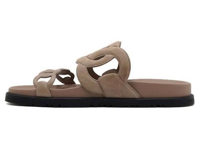 Hermès Sandali Beige Suede Extra Nappa Pantofole Donna - vista 4