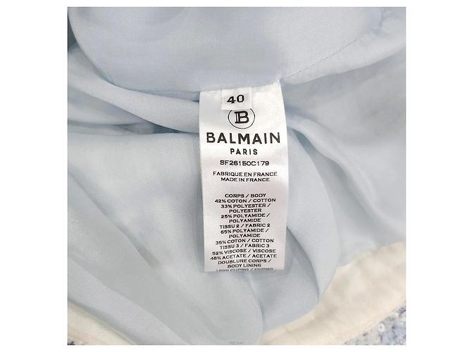 Balmain Vestido mini de tweed azul claro con botones - vista 9