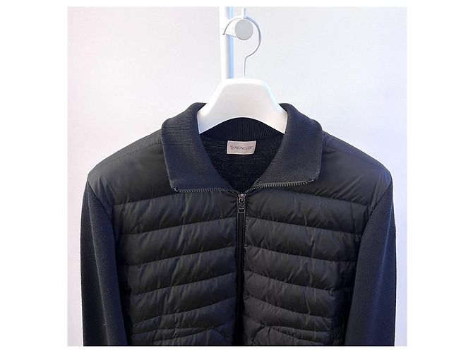 Moncler Gestrickter wattierter Wollcardigan Schwarz - Ansicht 4