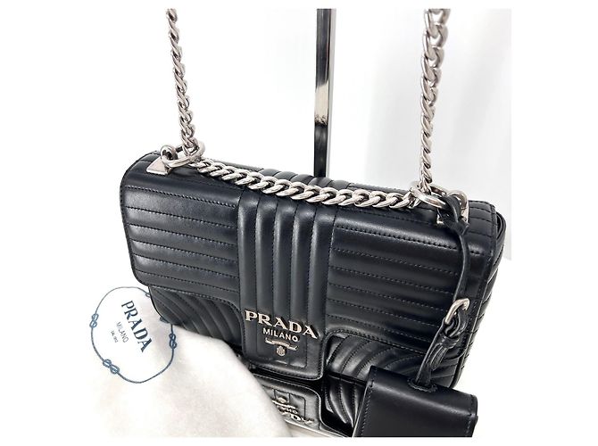 Prada Borsa a spalla con patta Diagram Chain Black - vista 4