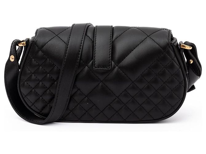 Versace Bolsa de ombro acolchoada em couro preto - vista 2