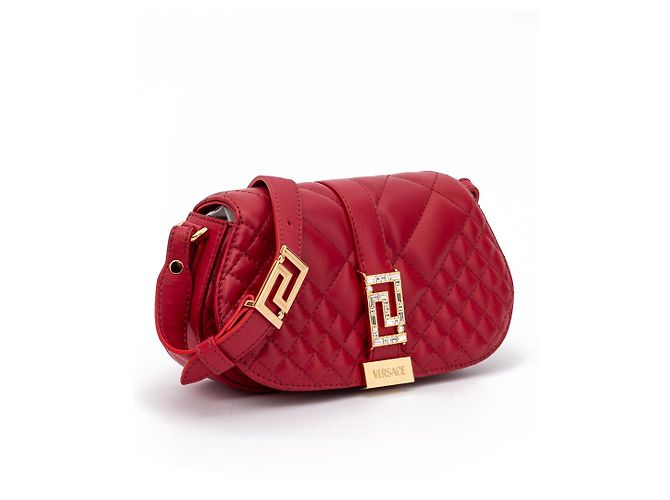 Versace Gesteppte Schultertasche aus rotem Leder - Ansicht 2