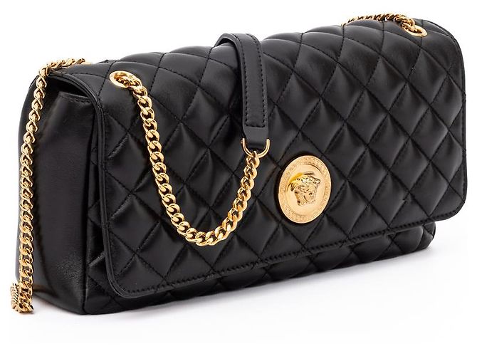 Versace Bolsa de ombro em couro acolchoado preto - vista 2