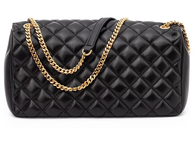 Versace Bolsa de ombro em couro acolchoado preto - vista 3
