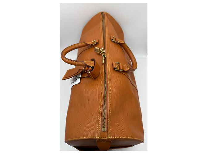 Borsa a mano LOUIS VUITTON KEEPALL in pelle EPI Brown - vista 3
