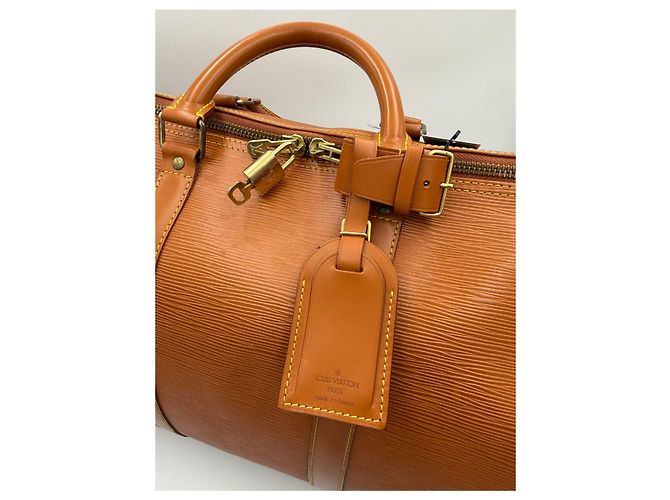 Borsa a mano LOUIS VUITTON KEEPALL in pelle EPI Brown - vista 4