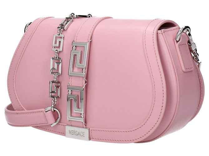 Versace Bolsa de ombro em couro rosa - vista 3